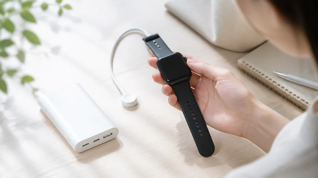RORRYのモバイルバッテリーでApple Watchを充電する方法